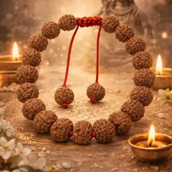 4 Mukhi Indonesian Rudraksha Bracelet (27 Beads) – Natural Brahma Bead for Knowledge & Communication