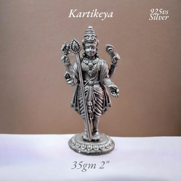 Lord Karthikeya Idol In Pure 925 Silver