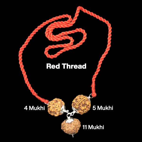 Rudraksha Combination for Wisdom 4,5,11 Mukhi Nepal in Silver Pendant
