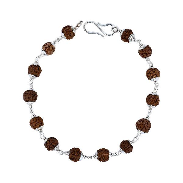 5 Mukhi Indonesian Rudraksha Bracelet In Silver