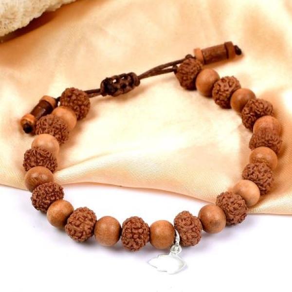 7 mukhi Mahalaxmi bracelet from Java with Sandalwood beads