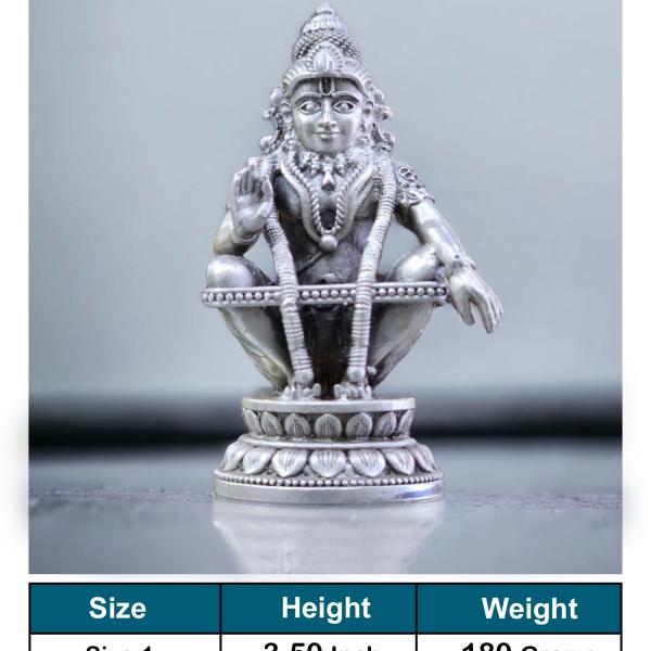 Lord Ayyappa Idol In Pure 925 Silver
