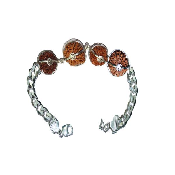 Rudraksha Combination for Business Power (Marketing & Trading) 7,7,8,13 Mukhi Nepal in Silver Bracelet