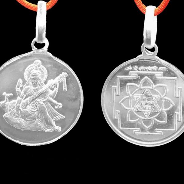 Saraswati Yantra Pendant In Pure Silver