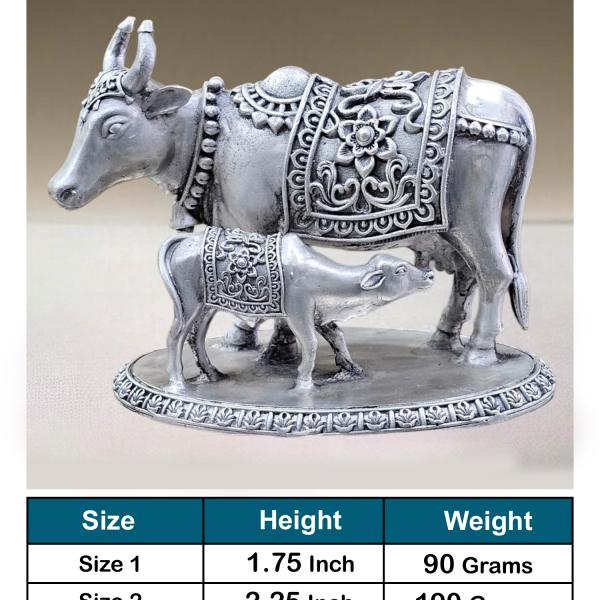 Cow With Calf In Pure 925 Silver