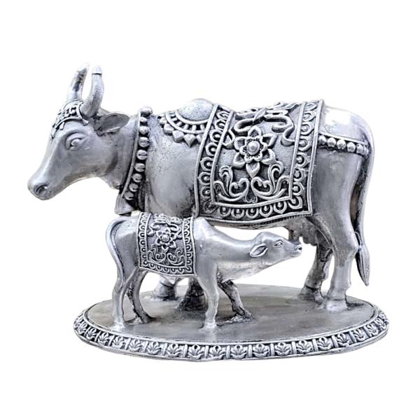 Cow With Calf In Pure 925 Silver