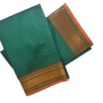 Green Dhoti With Shawl In Pure Silk Golden Border