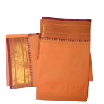 Yellow Dhoti With Shawl In Pure Silk Golden Border