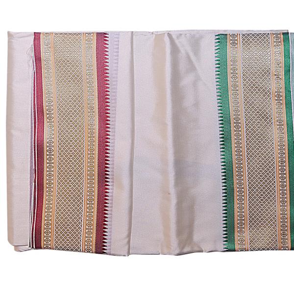 Cream Dhoti With Shawl In Pure Silk Golden Border