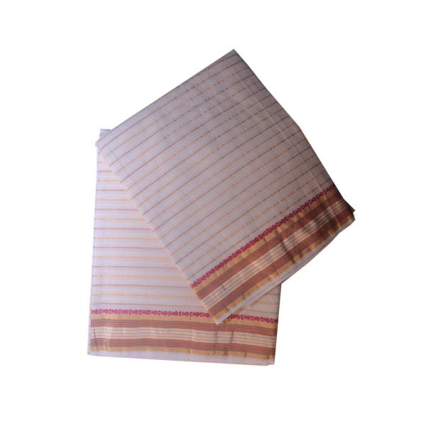 Cream Dhoti With Shawl In Pure Cotton