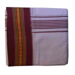 White Dhoti With Shawl In Pure Cotton