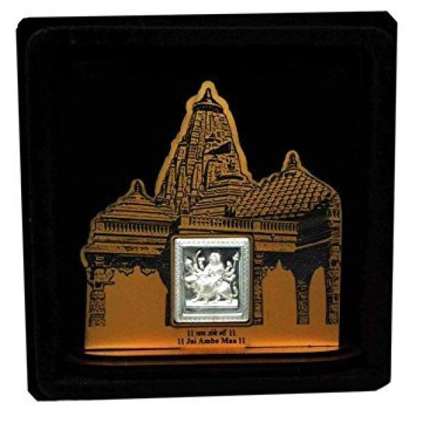 Ambe Mata Wooden Frame With Pure Silver Coin Of 7 Grams