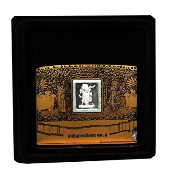 Shreenathji Wooden Frame With Pure Silver Coin Of 7 Grams