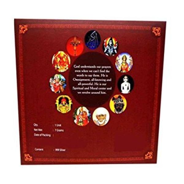 Sai Baba Wooden Frame With Pure Silver Coin Of 7 Grams