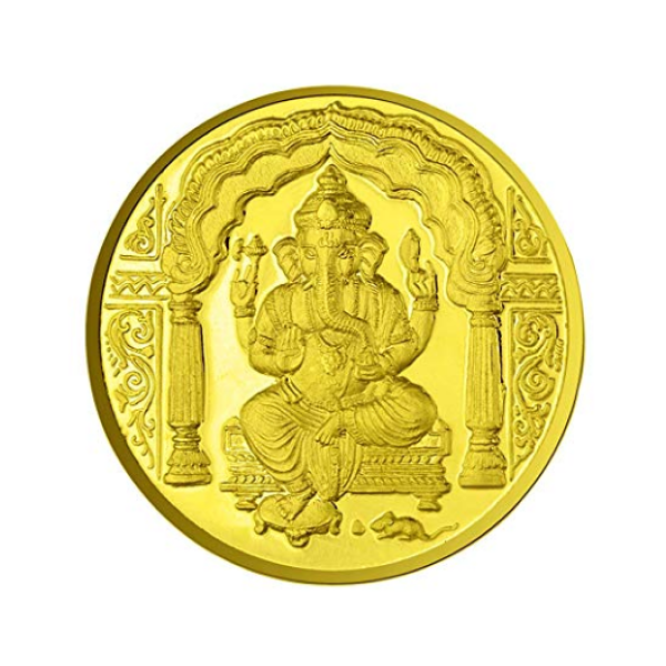 Lord Ganesh Coin In Pure Silver Gold Plated 250 Gms