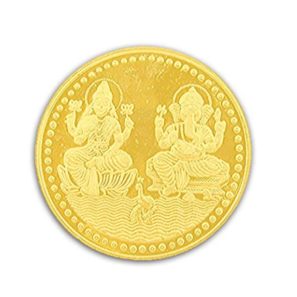 Ganesh Laxmi Coin In Pure Silver Gold Plated 5 Gms