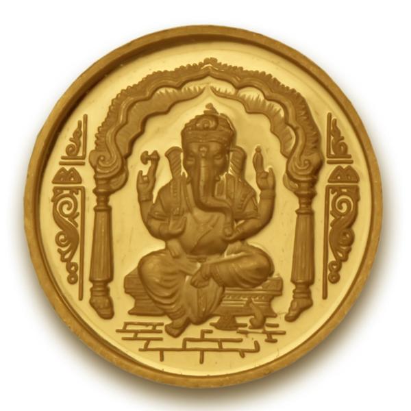 Lord Ganesh Coin In Pure 999 Gold 24K 1 Gram