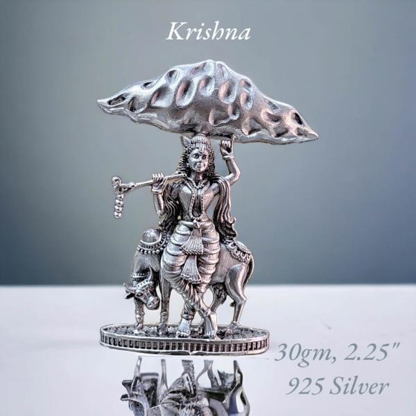 Shree Krishna Idol In Pure 925 Silver (4)