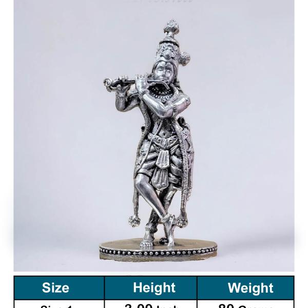 Shree Krishna Idol In Pure 925 Silver-(7)