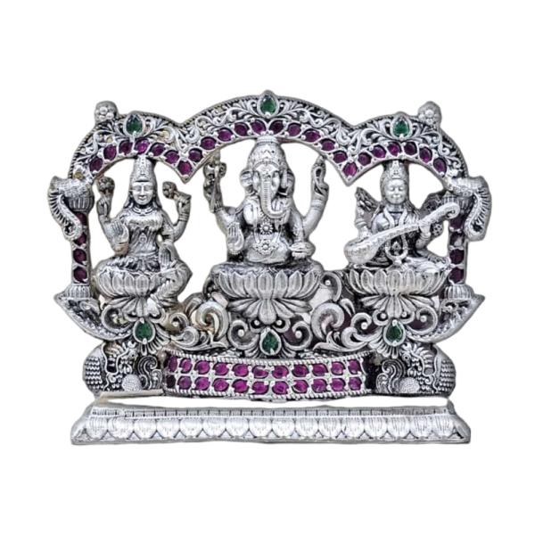 Ganesh Laxmi Saraswati Idol In Pure 925 Silver (3)