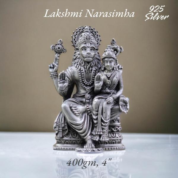 Laxmi Narasimha Idol In Pure 925 Silver