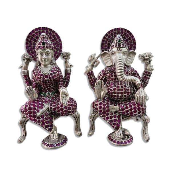 Ganesh Laxmi Idol In Pure 925 Silver
