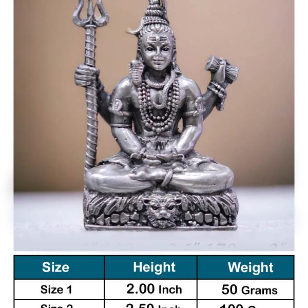 Lord Shiva Idol In Pure 925 Silver