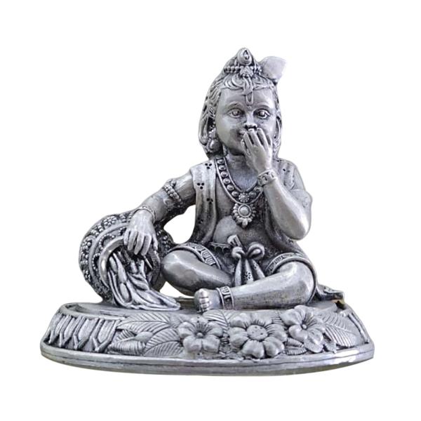 Makhan Chor Bal Gopal Idol In Pure 925 Silver