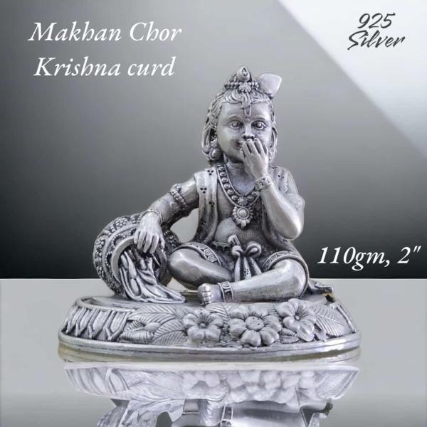 Makhan Chor Bal Gopal Idol In Pure 925 Silver