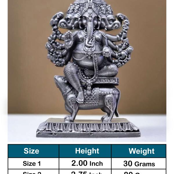Panchmukhi Ganesh Idol In Pure 925 Silver