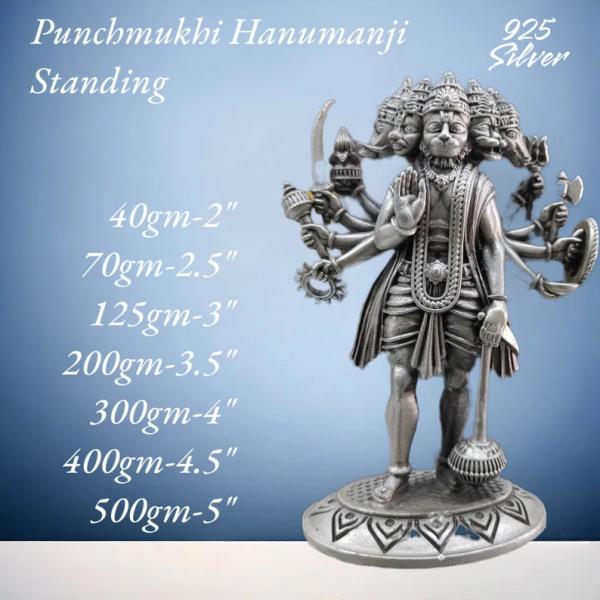 Panchmukhi Hanuman Idol In Pure 925 Silver (1)
