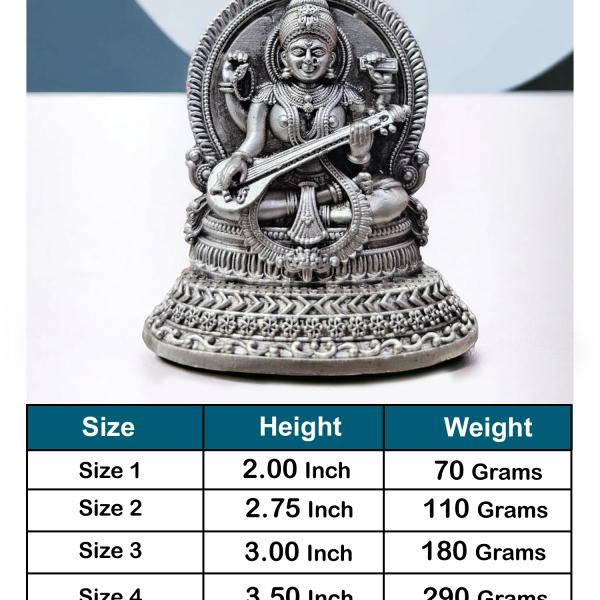 Saraswati Idol In Pure 925 Silver