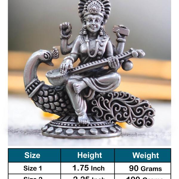 Saraswati Idol In Pure 925 Silver (1)