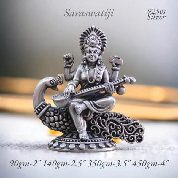 Saraswati Idol In Pure 925 Silver (1)