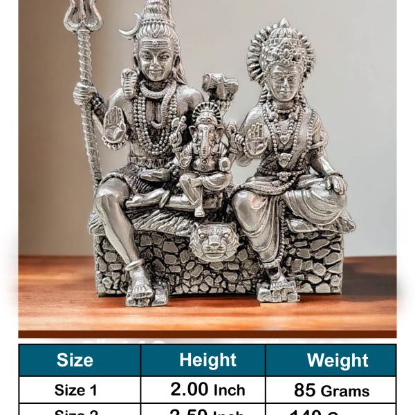 Shiv Parivar Idol In Pure 925 Silver-(2)