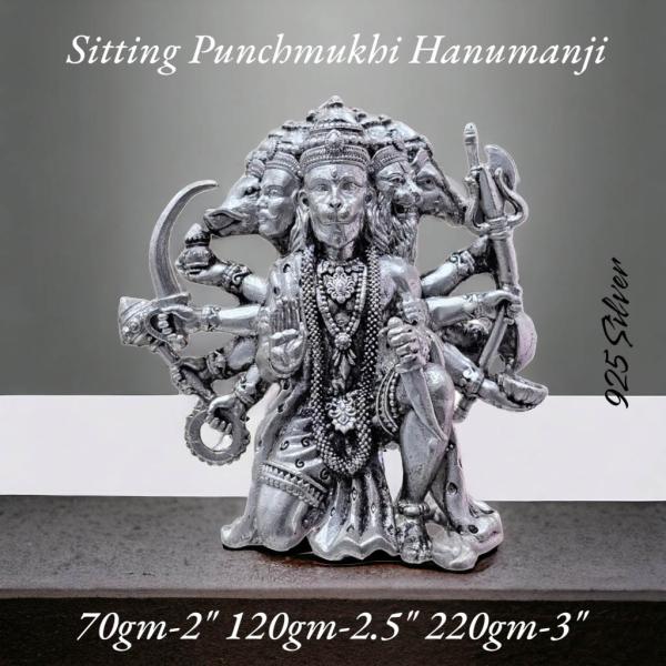 Panchmukhi Hanuman Idol In Pure 925 Silver