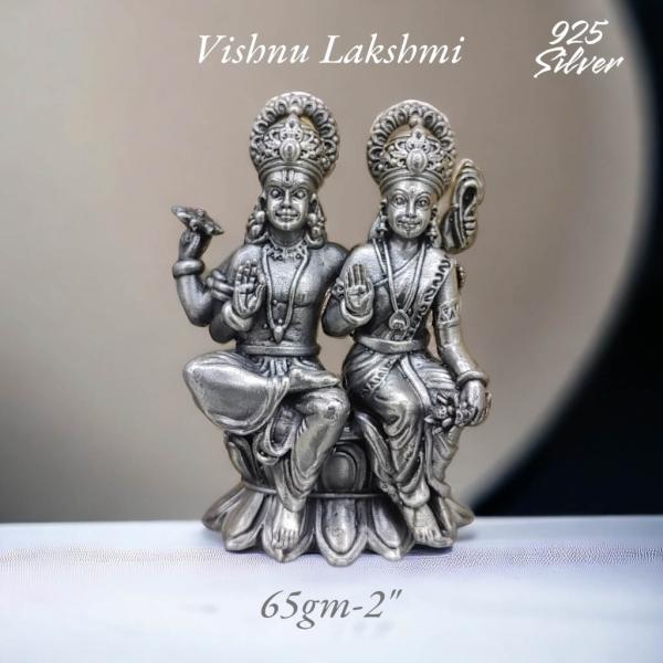 Vishnu Laxmi Idol In Pure 925 Silver (1)