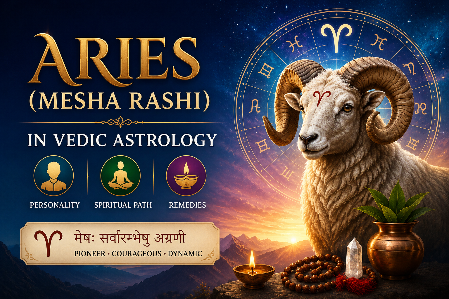 Aries (Mesha Rashi) in Vedic Astrology: Personality, Spiritual Path, and Remedies